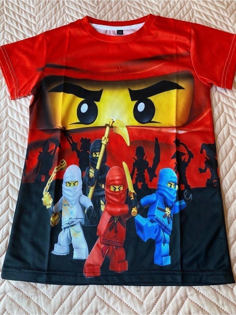 Kids Ninja Character Graphic Tee - Red, Blue & Black